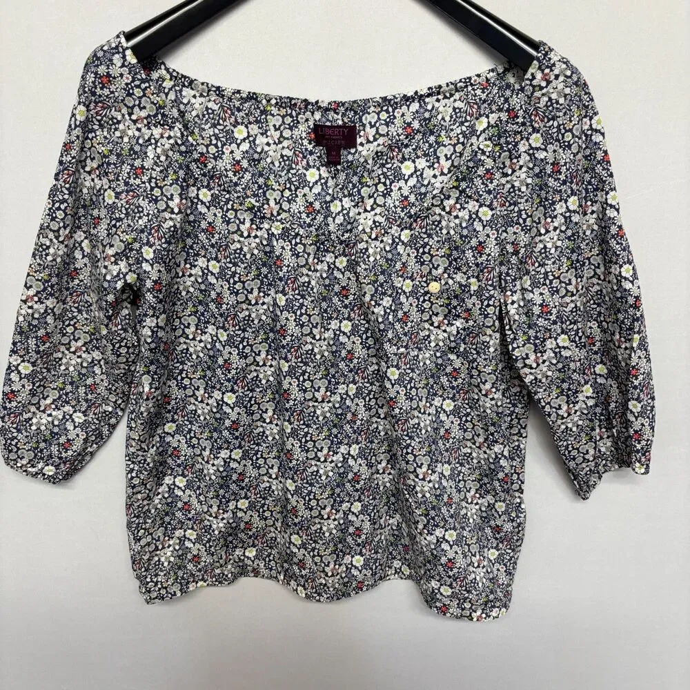 J. Crew Liberty Fabrics Women Blouse Top Shirt Size Medium Floral Cotton C132 11